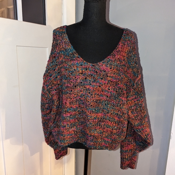 Free People Sweaters - Free People Highland Space Multi Knit Semi Crop Sweater Small